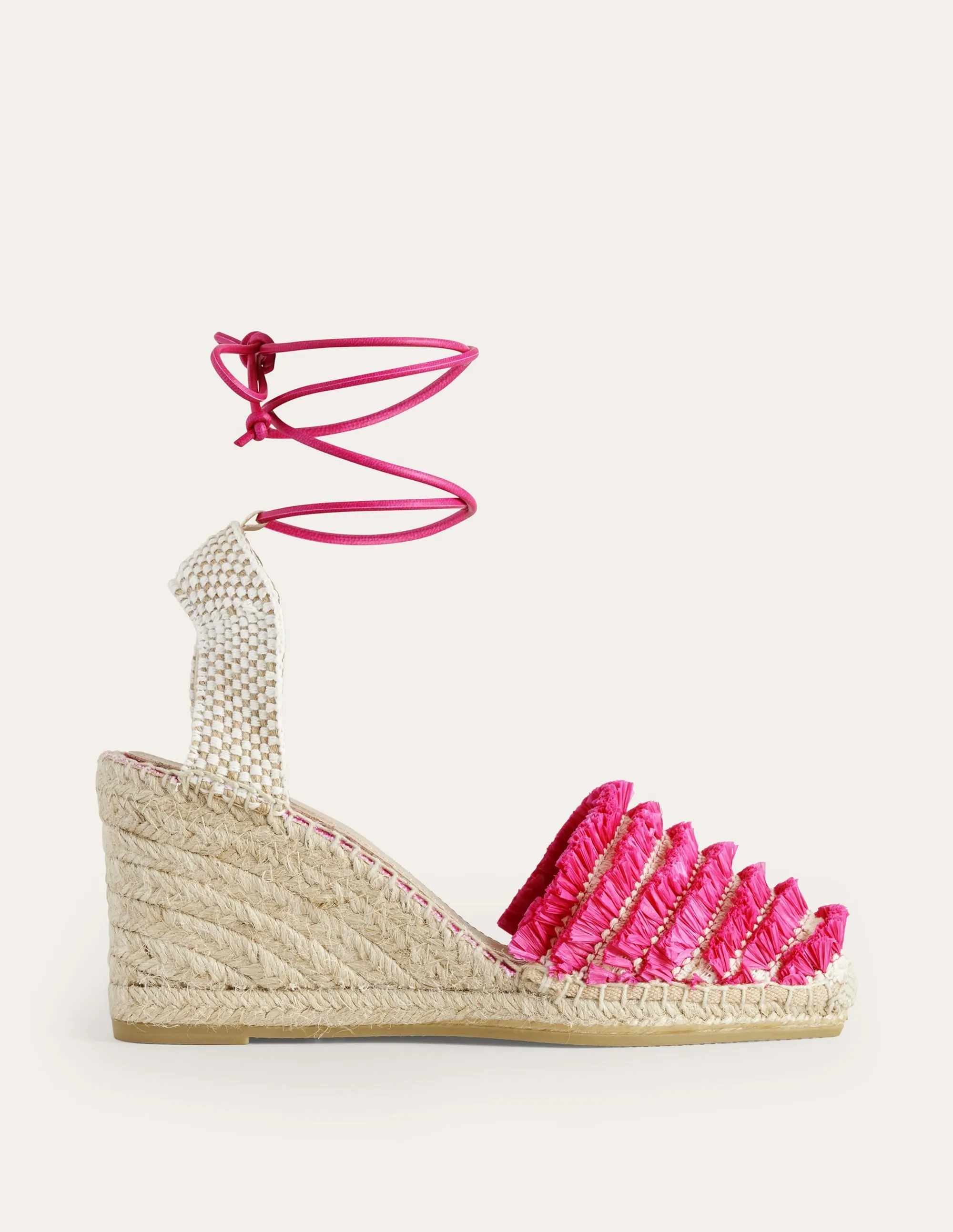 Espadrilles mit Keilabsatz und Knöchelriemchen-Festivalrosa
