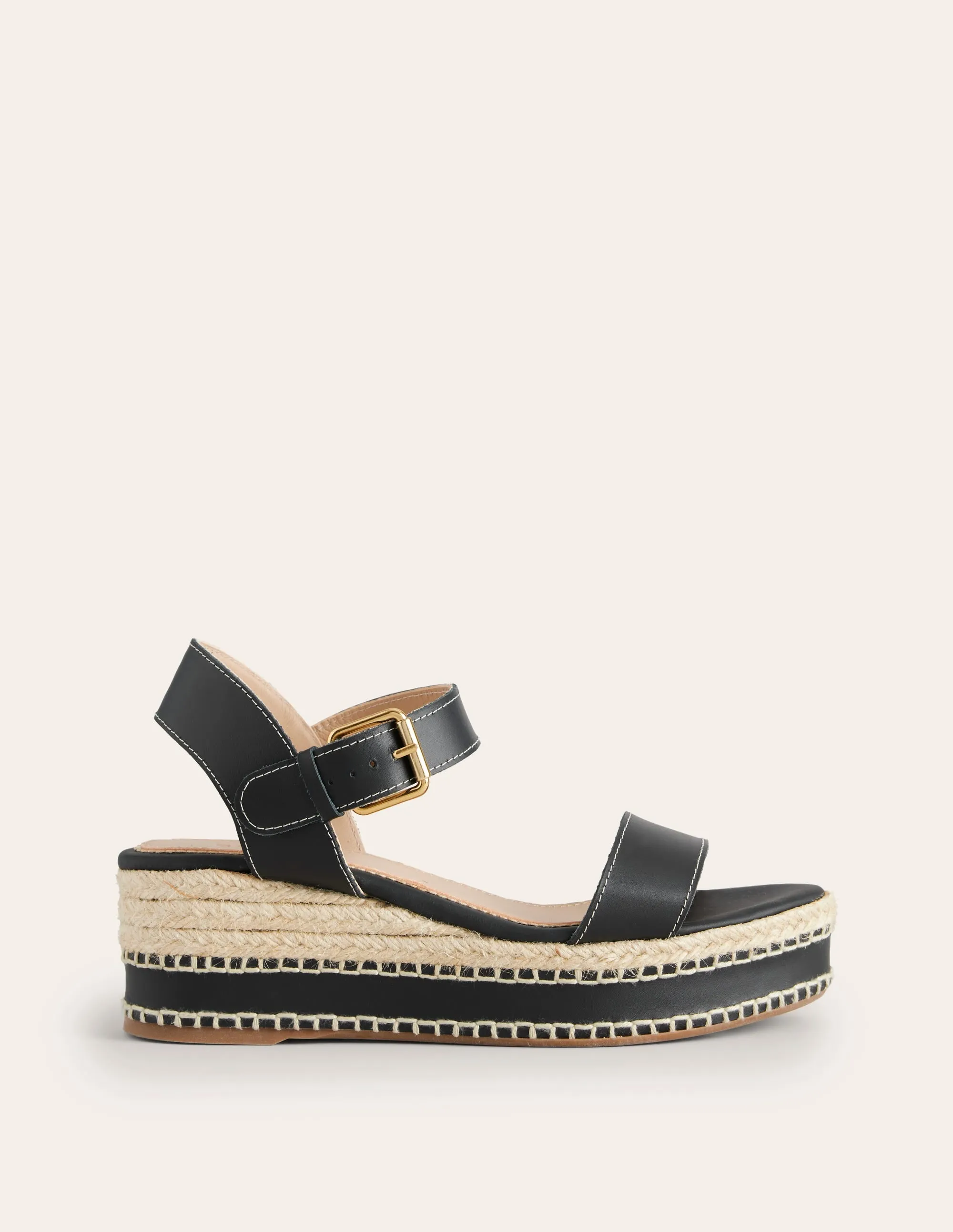 Espadrilles mit Keilabsatz und Ziernaht-Schwarz