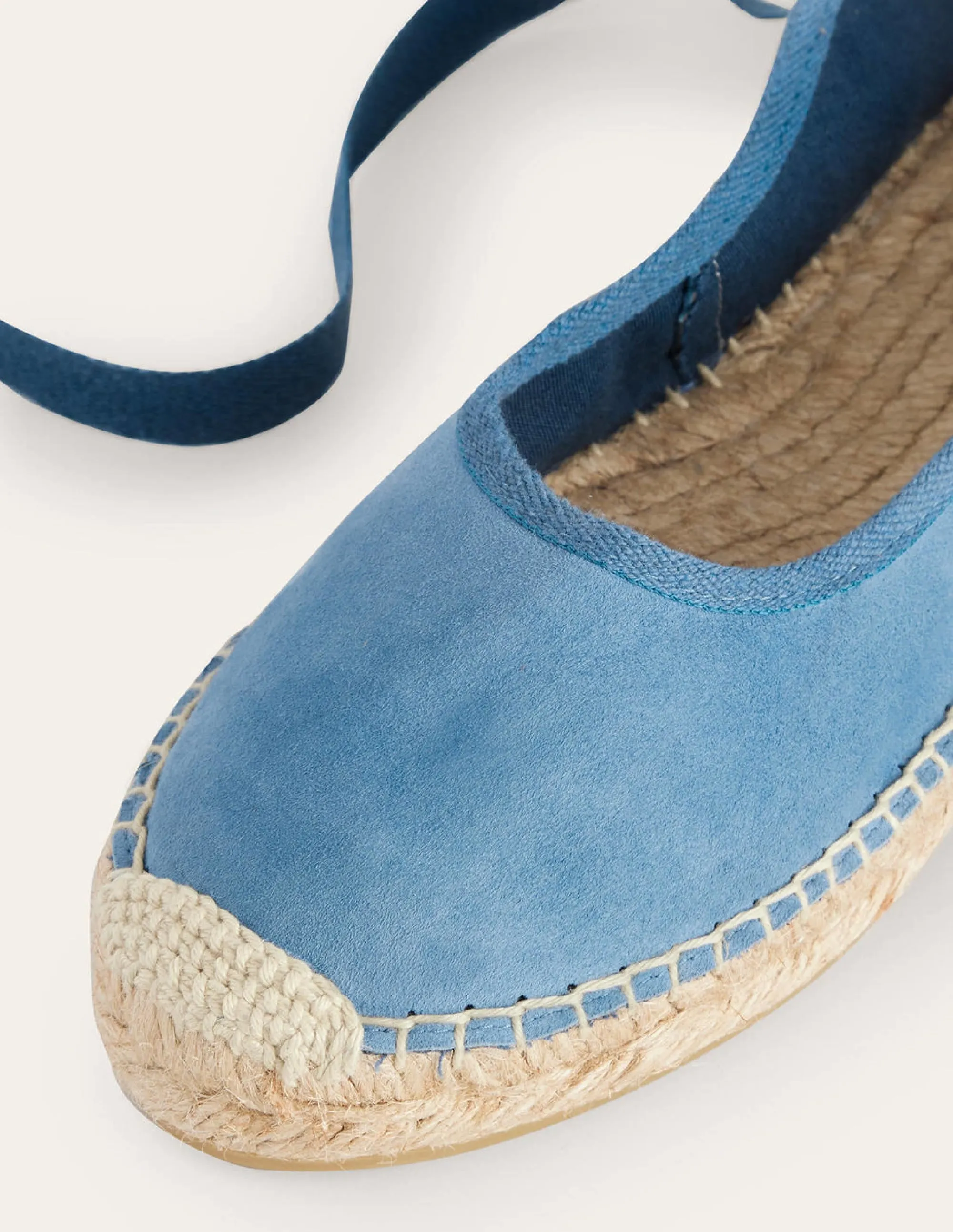 Espadrilles mit Knöchelriemchen-Offiziersblau, Veloursleder