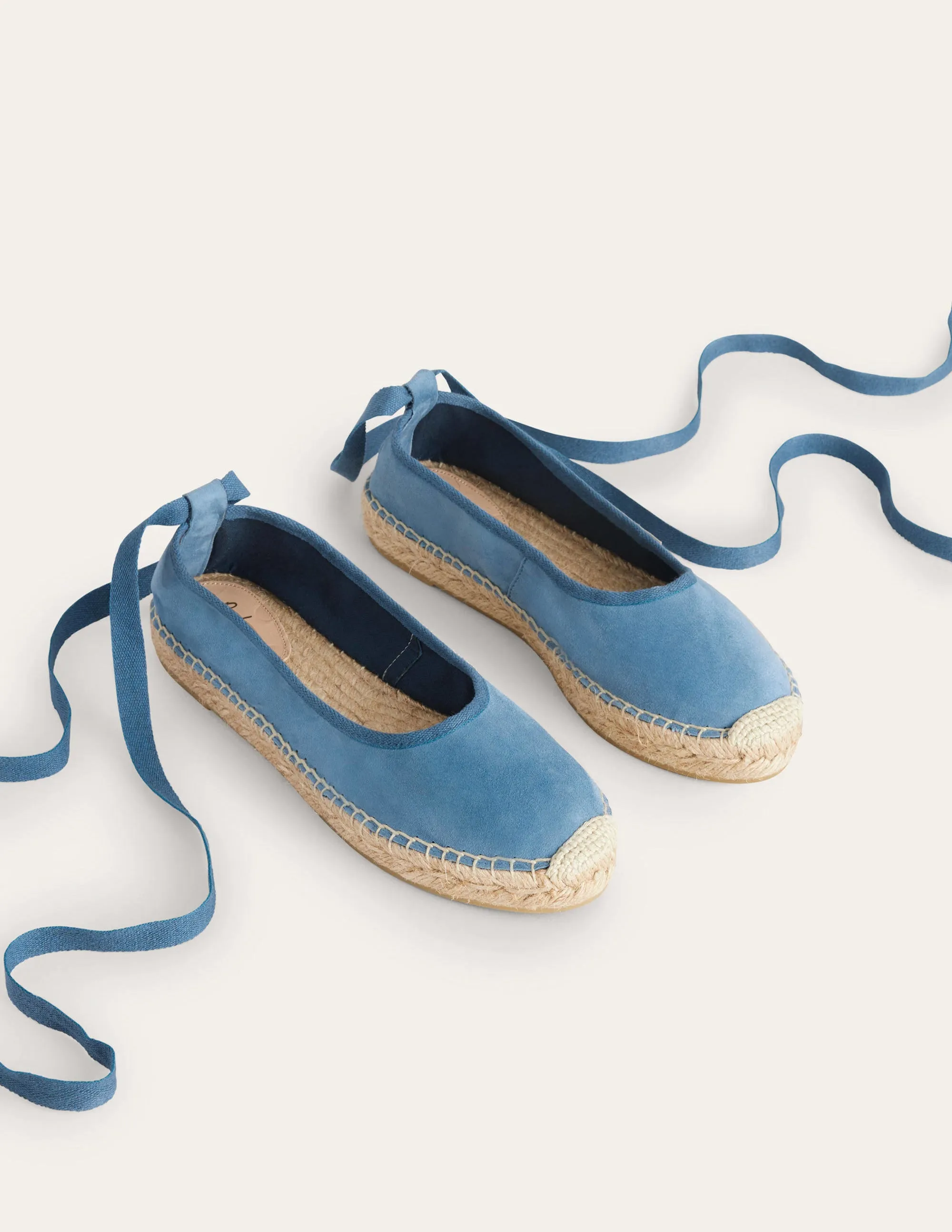 Espadrilles mit Knöchelriemchen-Offiziersblau, Veloursleder