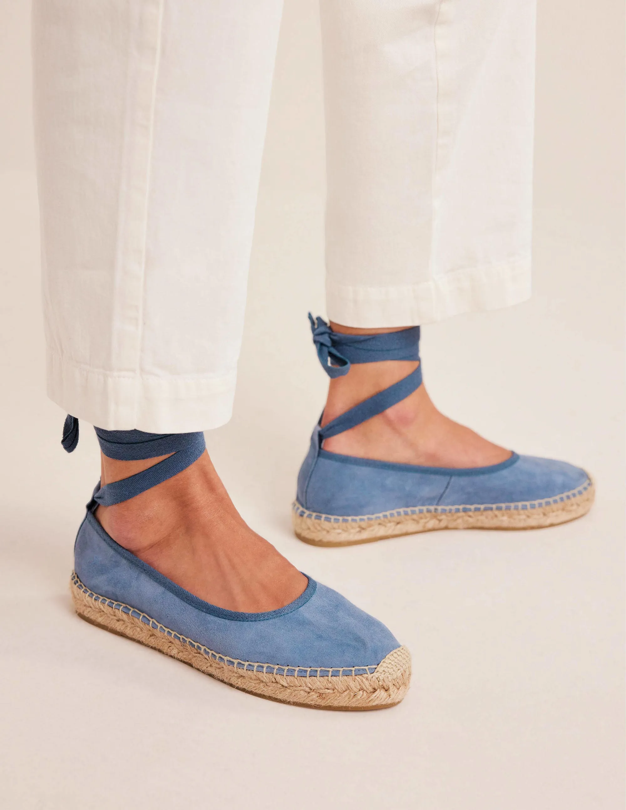 Espadrilles mit Knöchelriemchen-Offiziersblau, Veloursleder