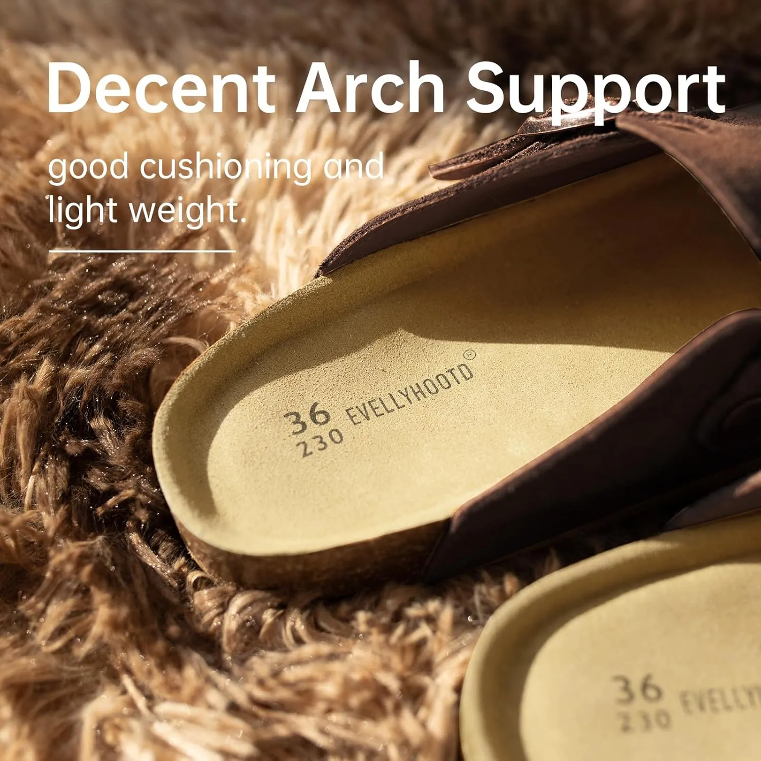 EVELLYHOOTD Clogs for Women Comfortable Suede Clogs Leather Mules Cork Footbed Sandals with Arch Support
