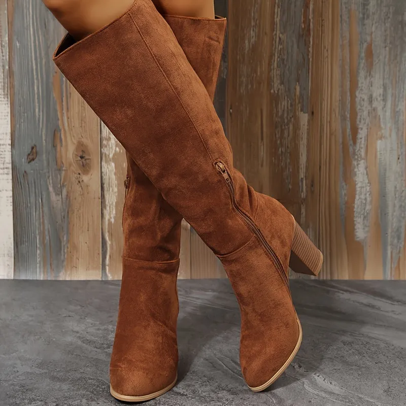 Febbie™ | Long women's boots with block heel