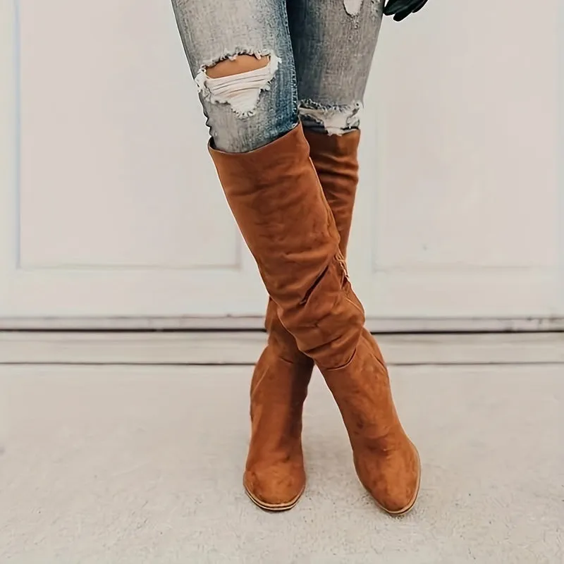 Febbie™ | Long women's boots with block heel
