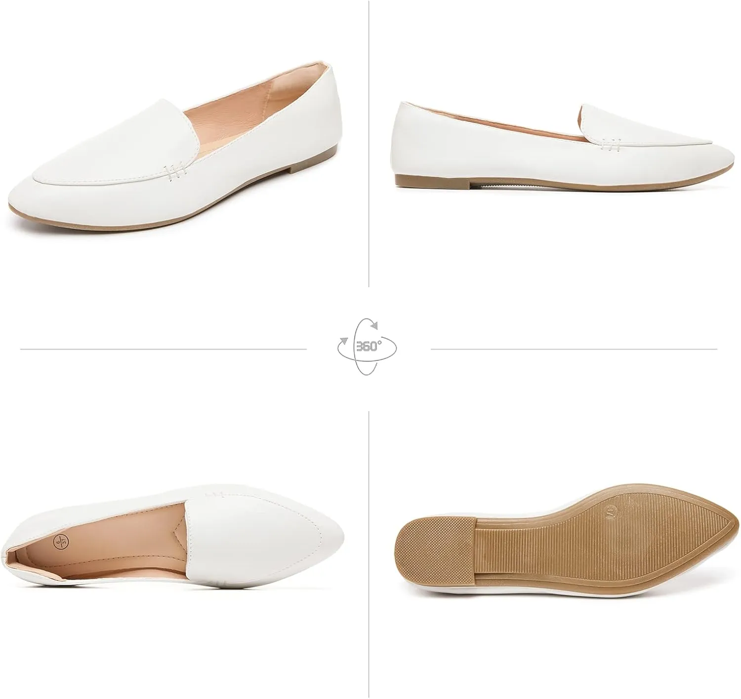 FINIWOR Loafers for Women Flats Shoes Women Pointed Toe Dress Shoes Comfortable Memory Foam Penny Loafers Slip On Shoes