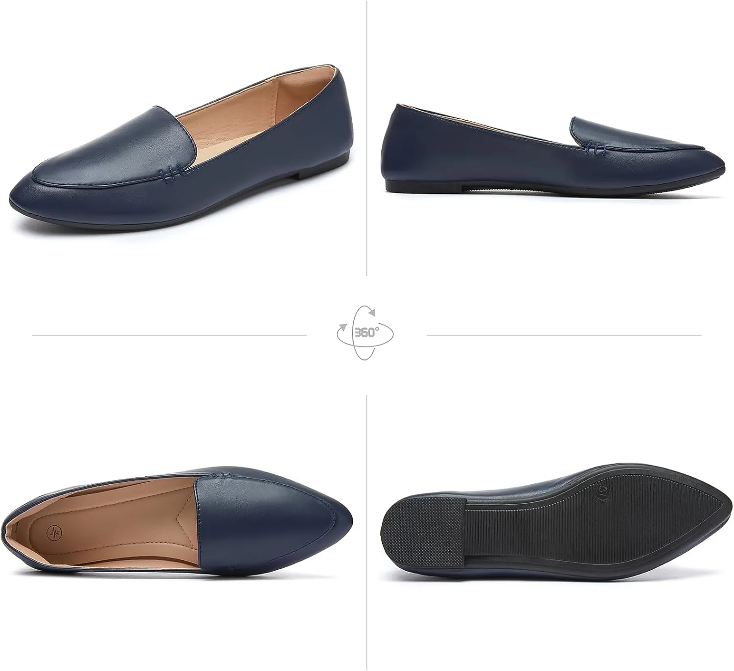 FINIWOR Loafers for Women Flats Shoes Women Pointed Toe Dress Shoes Comfortable Memory Foam Penny Loafers Slip On Shoes