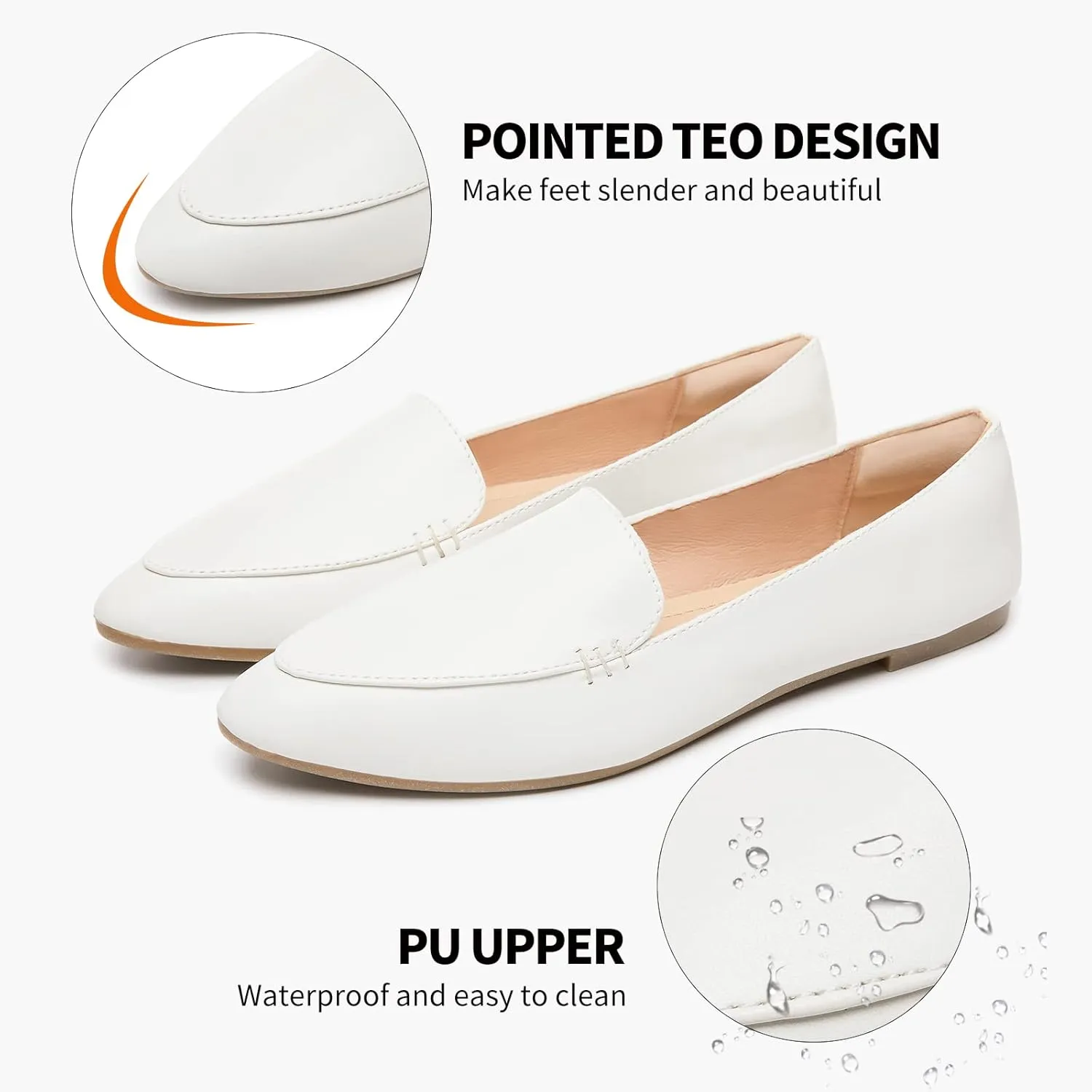 FINIWOR Loafers for Women Flats Shoes Women Pointed Toe Dress Shoes Comfortable Memory Foam Penny Loafers Slip On Shoes