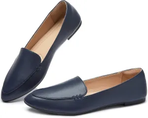 FINIWOR Loafers for Women Flats Shoes Women Pointed Toe Dress Shoes Comfortable Memory Foam Penny Loafers Slip On Shoes