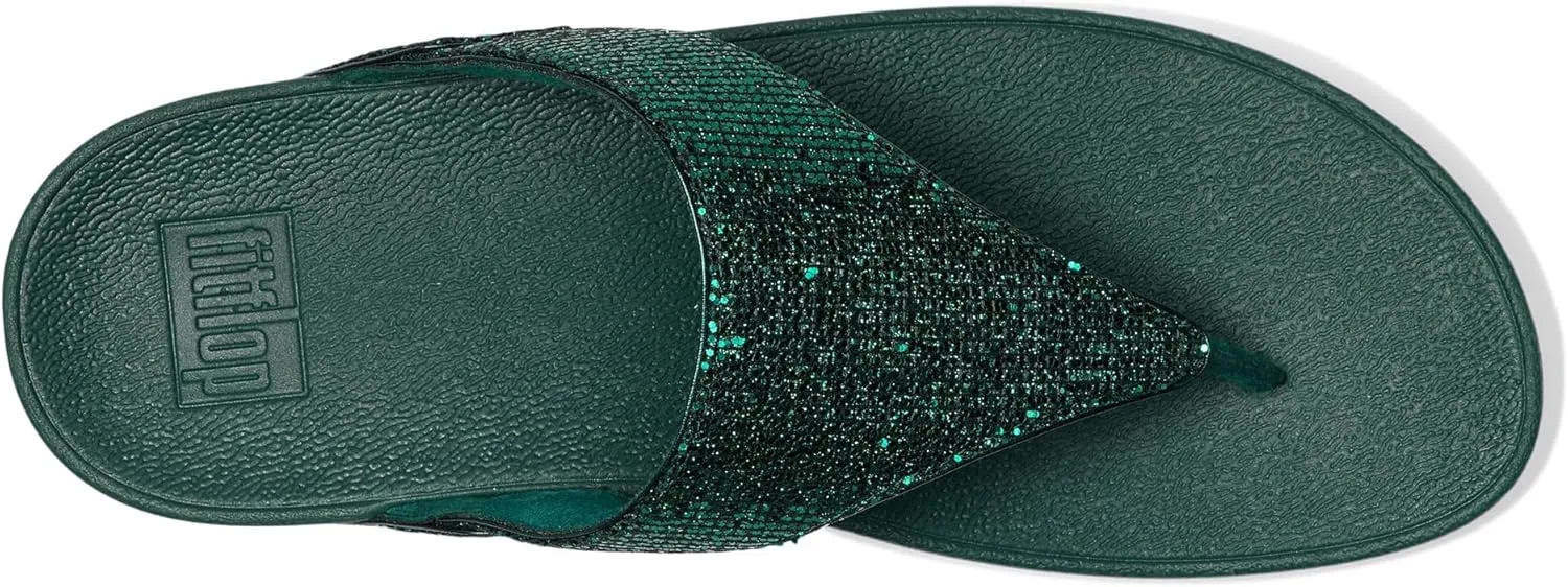 FitFlop Lulu Metallic Deep Teal Glitterball Toe-Post Sandals