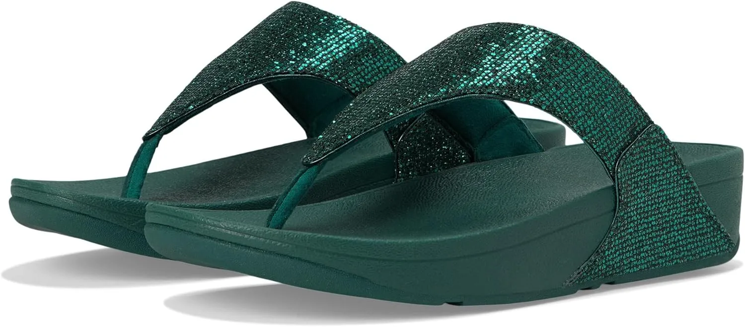 FitFlop Lulu Metallic Deep Teal Glitterball Toe-Post Sandals