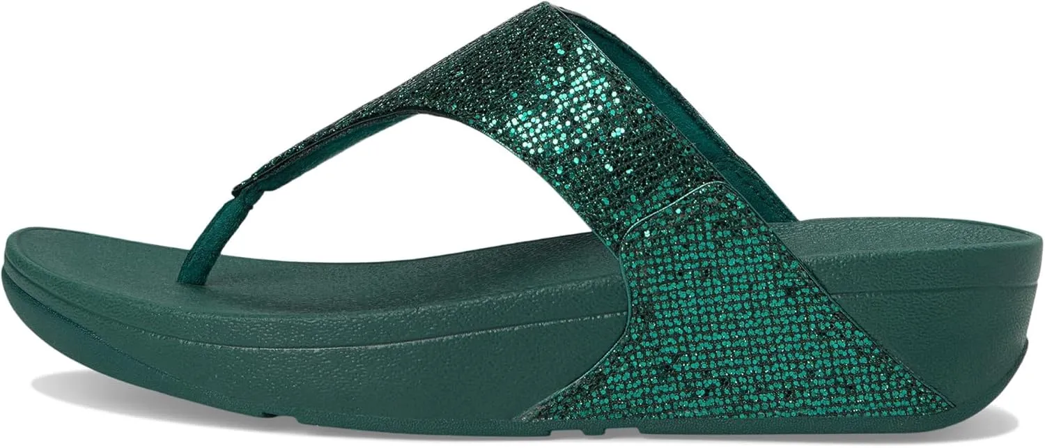 FitFlop Lulu Metallic Deep Teal Glitterball Toe-Post Sandals
