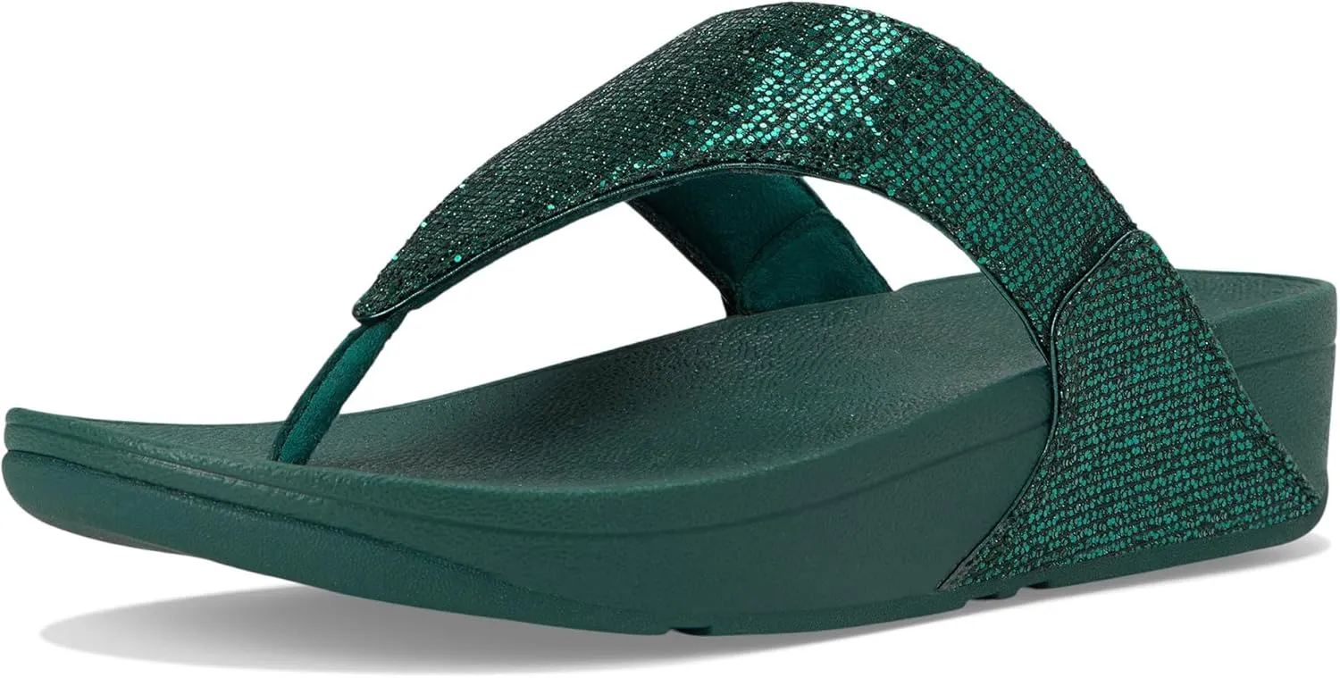 FitFlop Lulu Metallic Deep Teal Glitterball Toe-Post Sandals