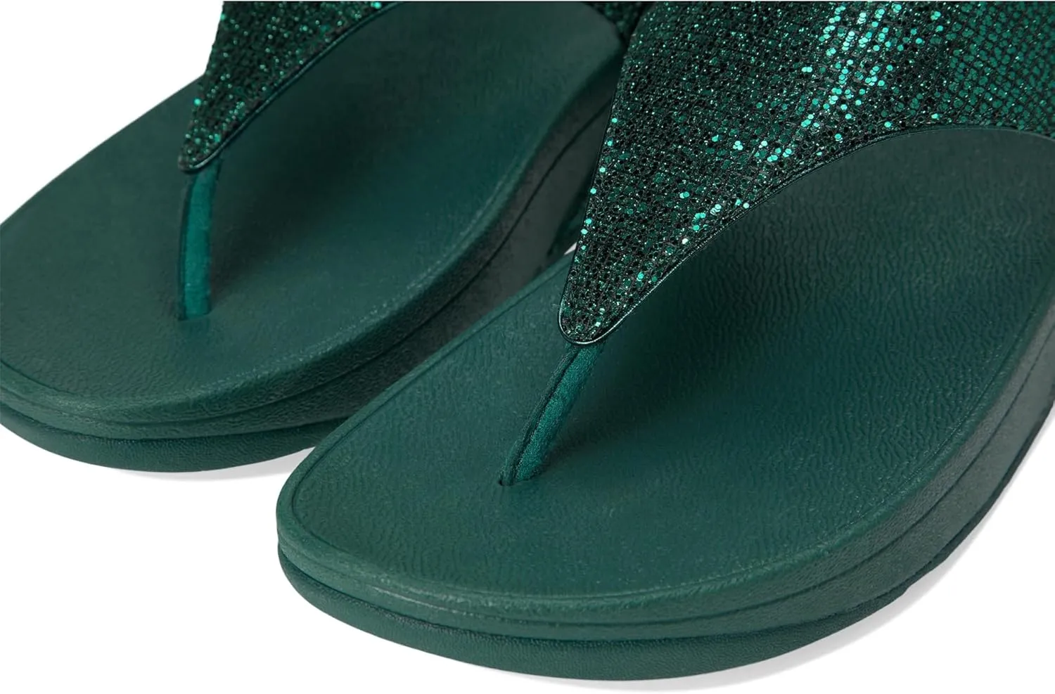 FitFlop Lulu Metallic Deep Teal Glitterball Toe-Post Sandals