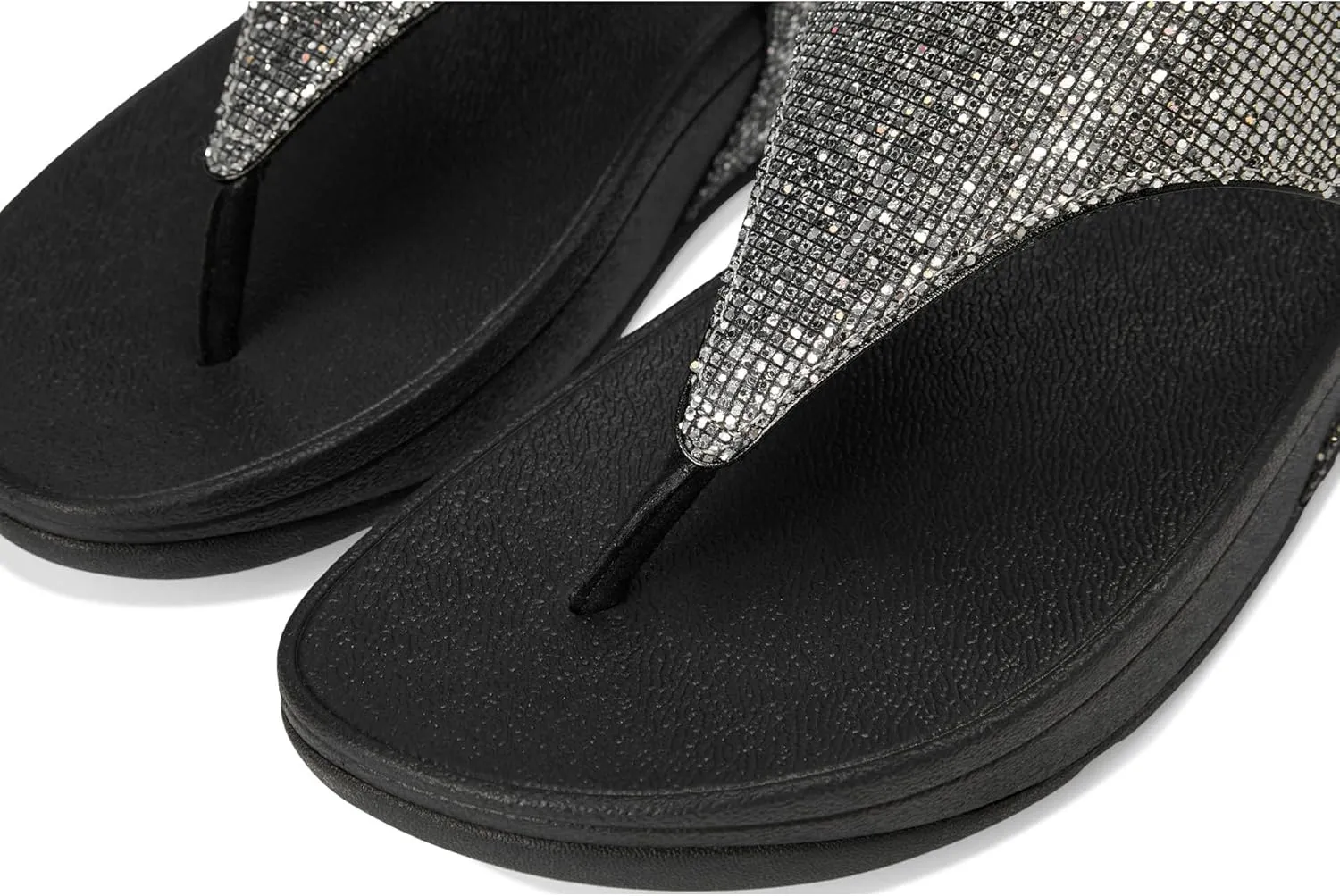 FitFlop Lulu Metallic Deep Teal Glitterball Toe-Post Sandals