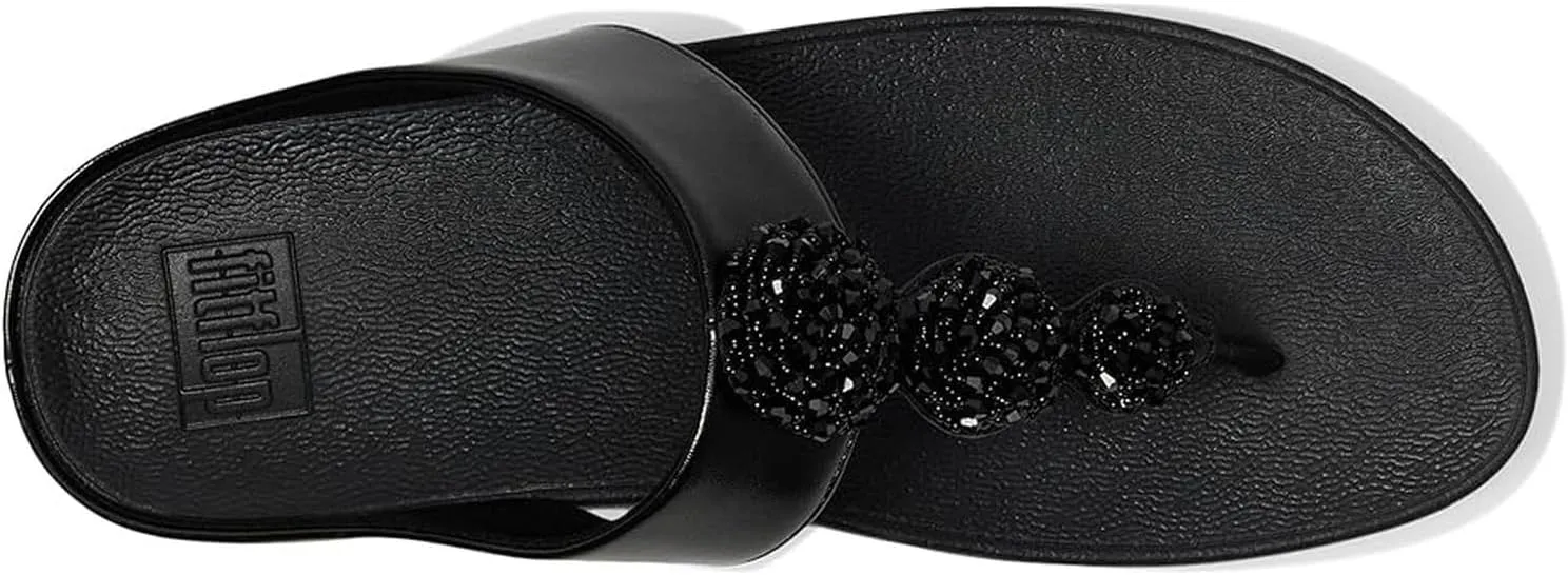 FitFlop Women's Fino Beadie-Button Metallic Toe-Post Sandals Wedge