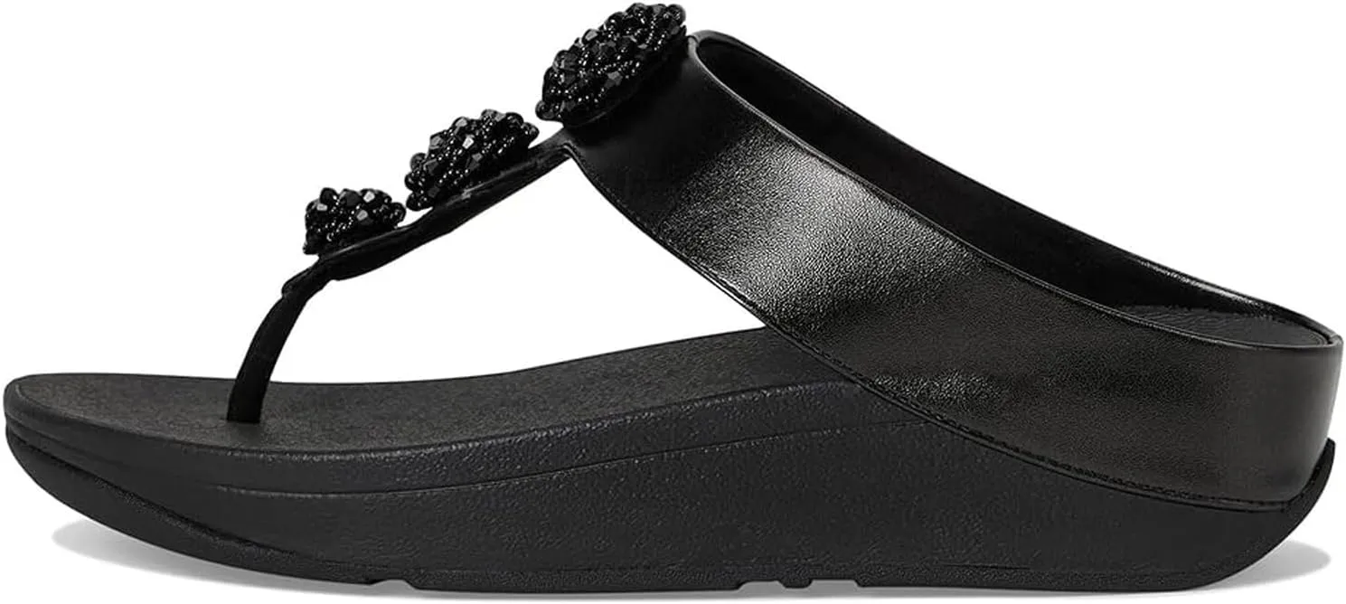 FitFlop Women's Fino Beadie-Button Metallic Toe-Post Sandals Wedge