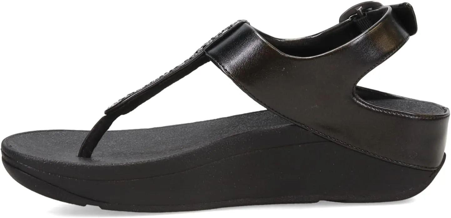 FitFlop Women's Fino Crystal-Mix T-Strap Sandals Wedge