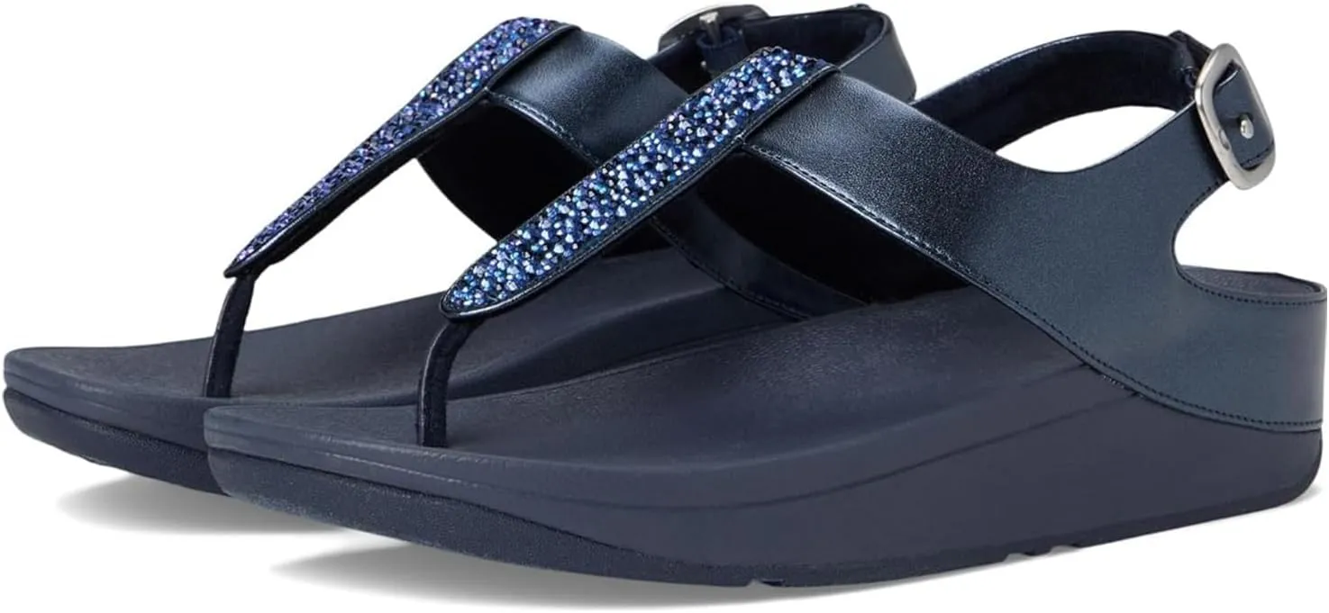 FitFlop Women's Fino Crystal-Mix T-Strap Sandals Wedge