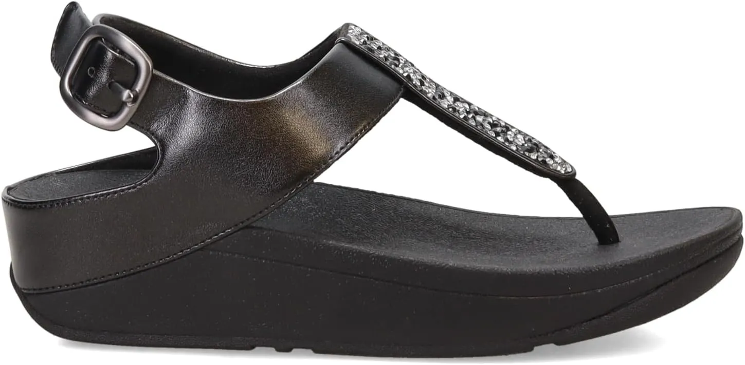 FitFlop Women's Fino Crystal-Mix T-Strap Sandals Wedge
