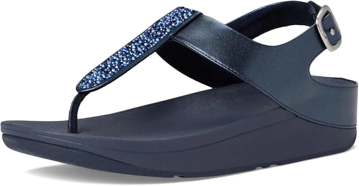 FitFlop Women's Fino Crystal-Mix T-Strap Sandals Wedge