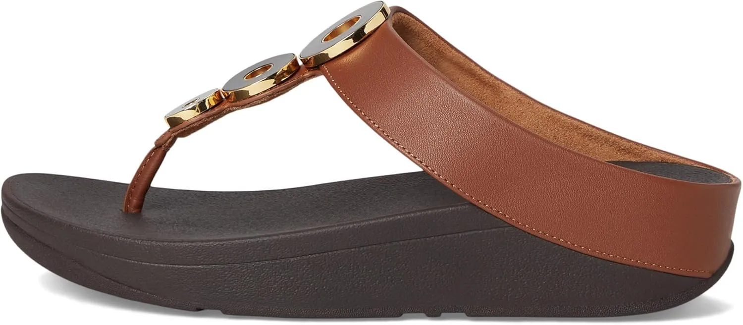 FitFlop Women's Fino Resin-Hoop Leather Toe-Post Sandals Wedge