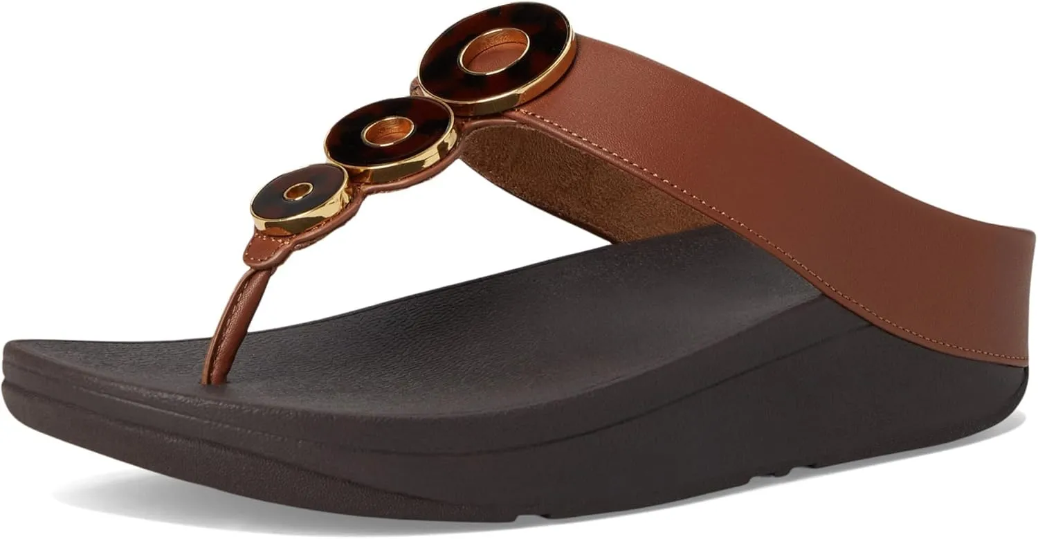 FitFlop Women's Fino Resin-Hoop Leather Toe-Post Sandals Wedge
