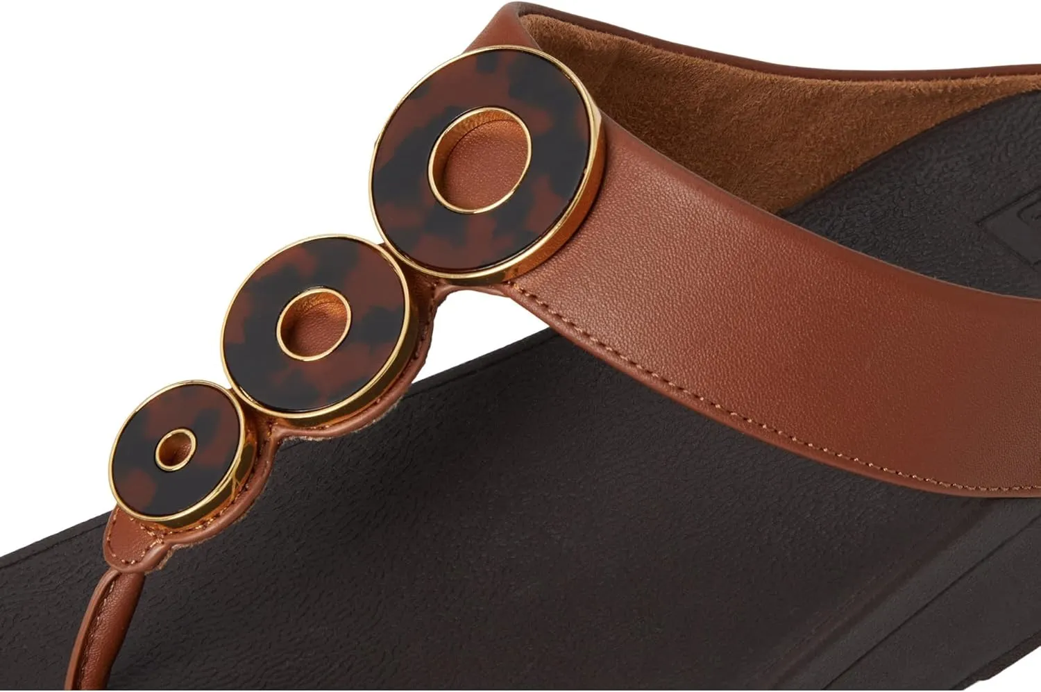 FitFlop Women's Fino Resin-Hoop Leather Toe-Post Sandals Wedge