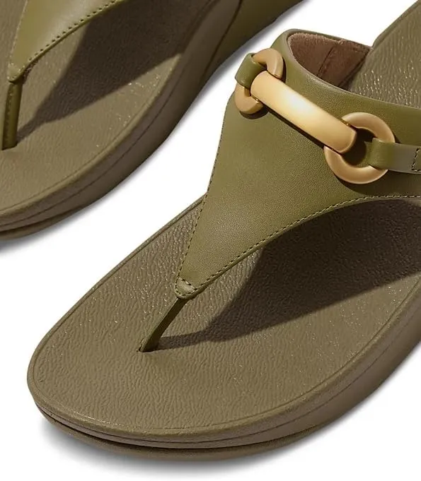 FitFlop Women's Lulu Chunky-Snaffle Leather Toe-Post Sandals Wedge