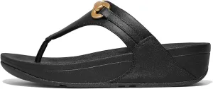 FitFlop Women's Lulu Chunky-Snaffle Leather Toe-Post Sandals Wedge