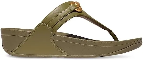 FitFlop Women's Lulu Chunky-Snaffle Leather Toe-Post Sandals Wedge