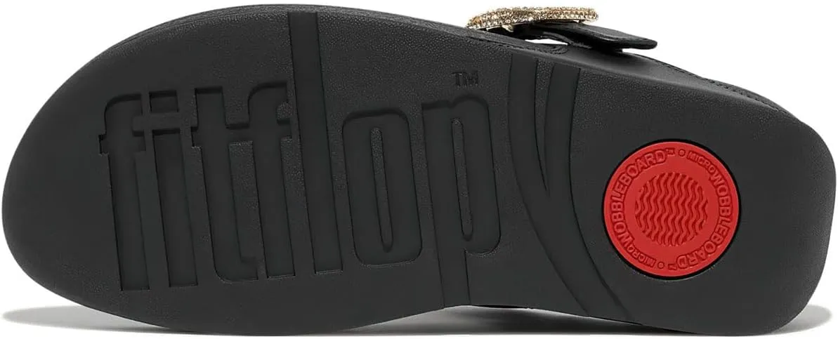 FitFlop Women's Lulu Crystal-Buckle Leather Toe-Post Sandals Wedge