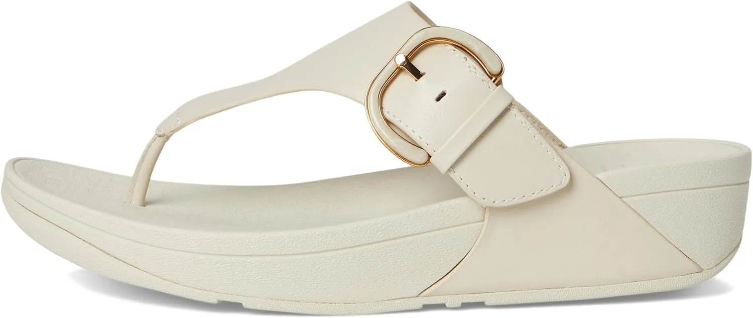 FitFlop Women's Lulu Resin-Buckle Leather Toe-Post Sandals Wedge