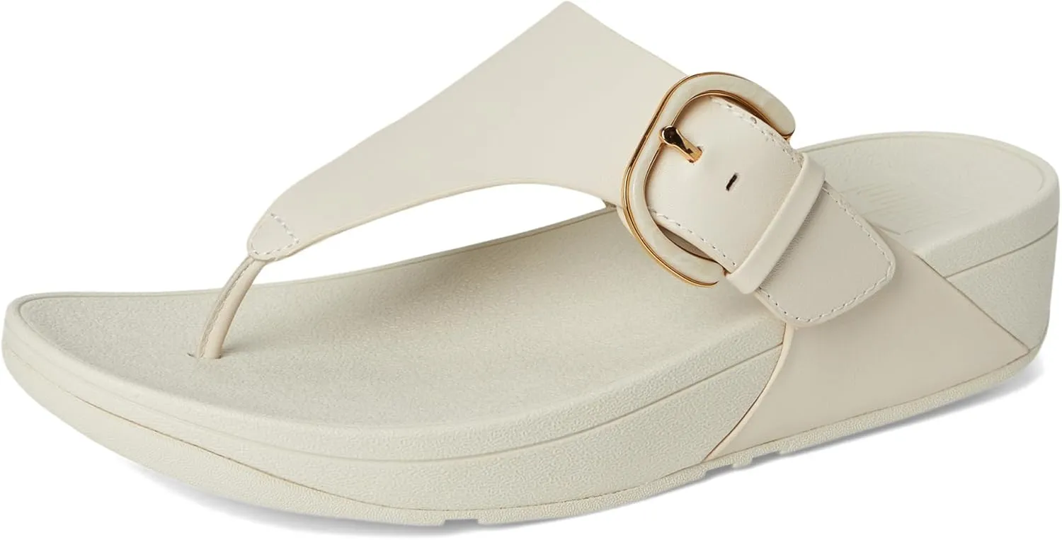 FitFlop Women's Lulu Resin-Buckle Leather Toe-Post Sandals Wedge
