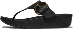 FitFlop Women's Lulu Resin-Buckle Leather Toe-Post Sandals Wedge