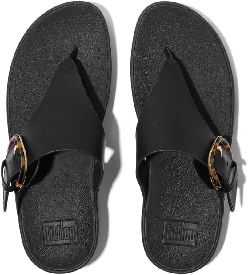 FitFlop Women's Lulu Resin-Buckle Leather Toe-Post Sandals Wedge
