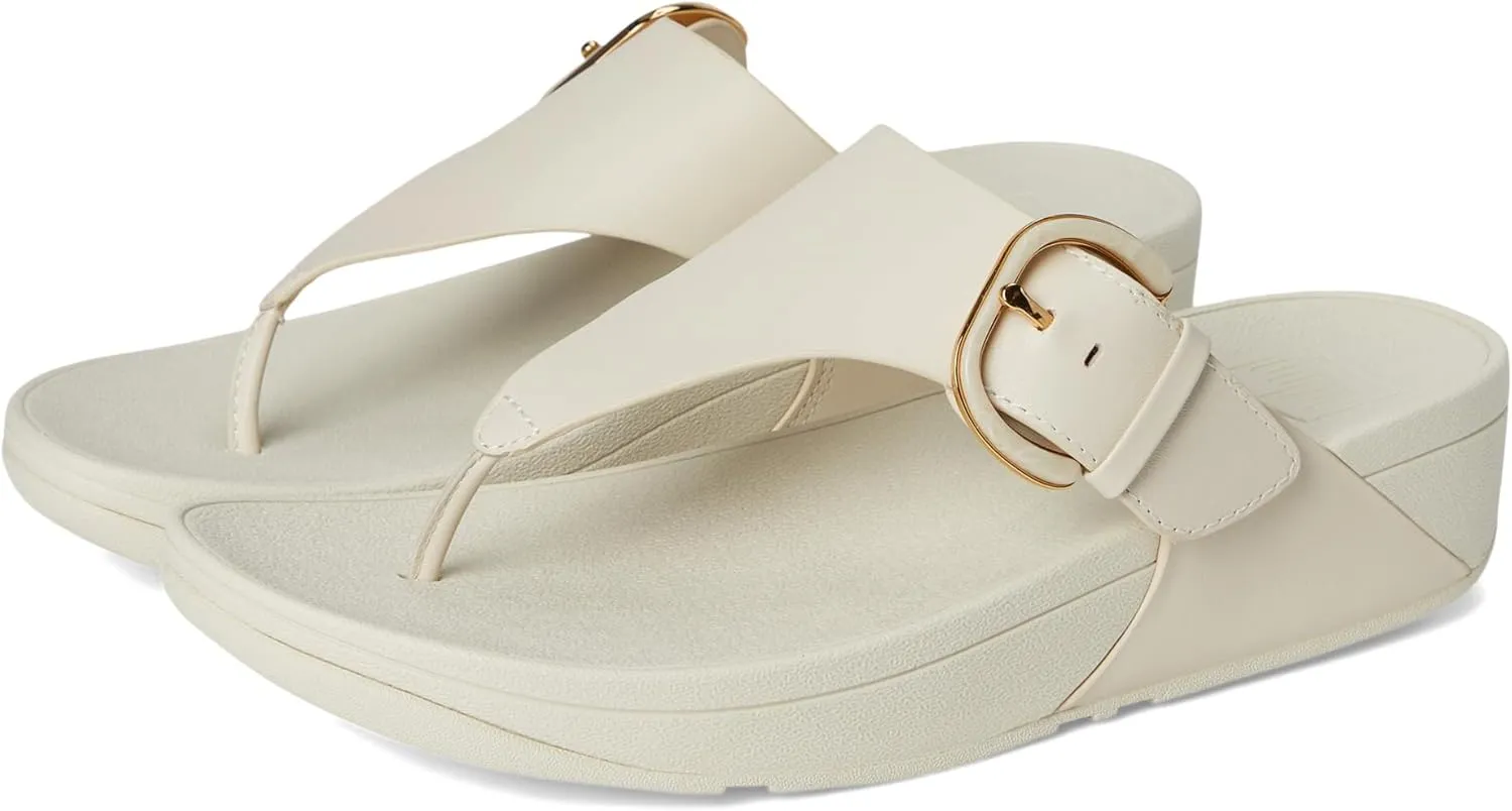 FitFlop Women's Lulu Resin-Buckle Leather Toe-Post Sandals Wedge
