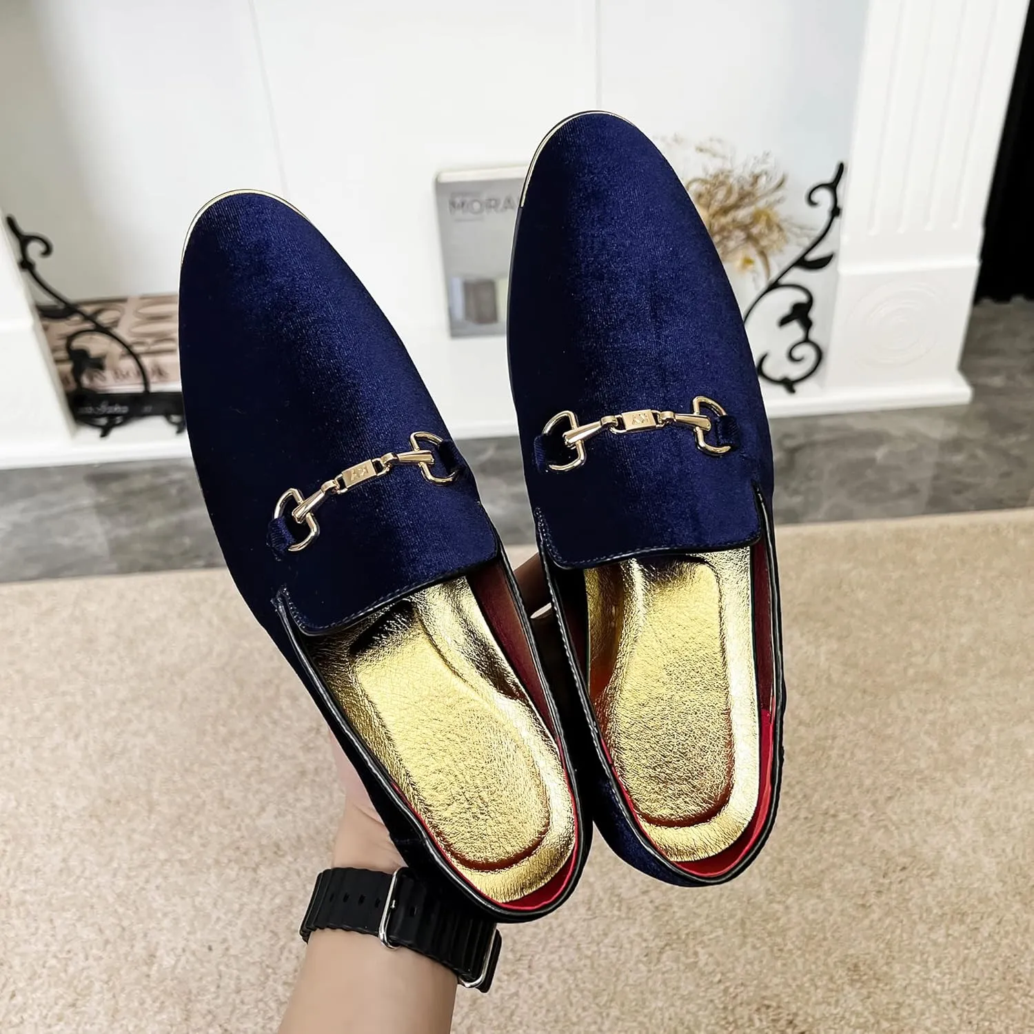 FLQL Men's Luxury Penny Loafer Slip-On Velvet Shoes Party Dancing Shoes Suede Wedding Shoes Plus Size 7-13