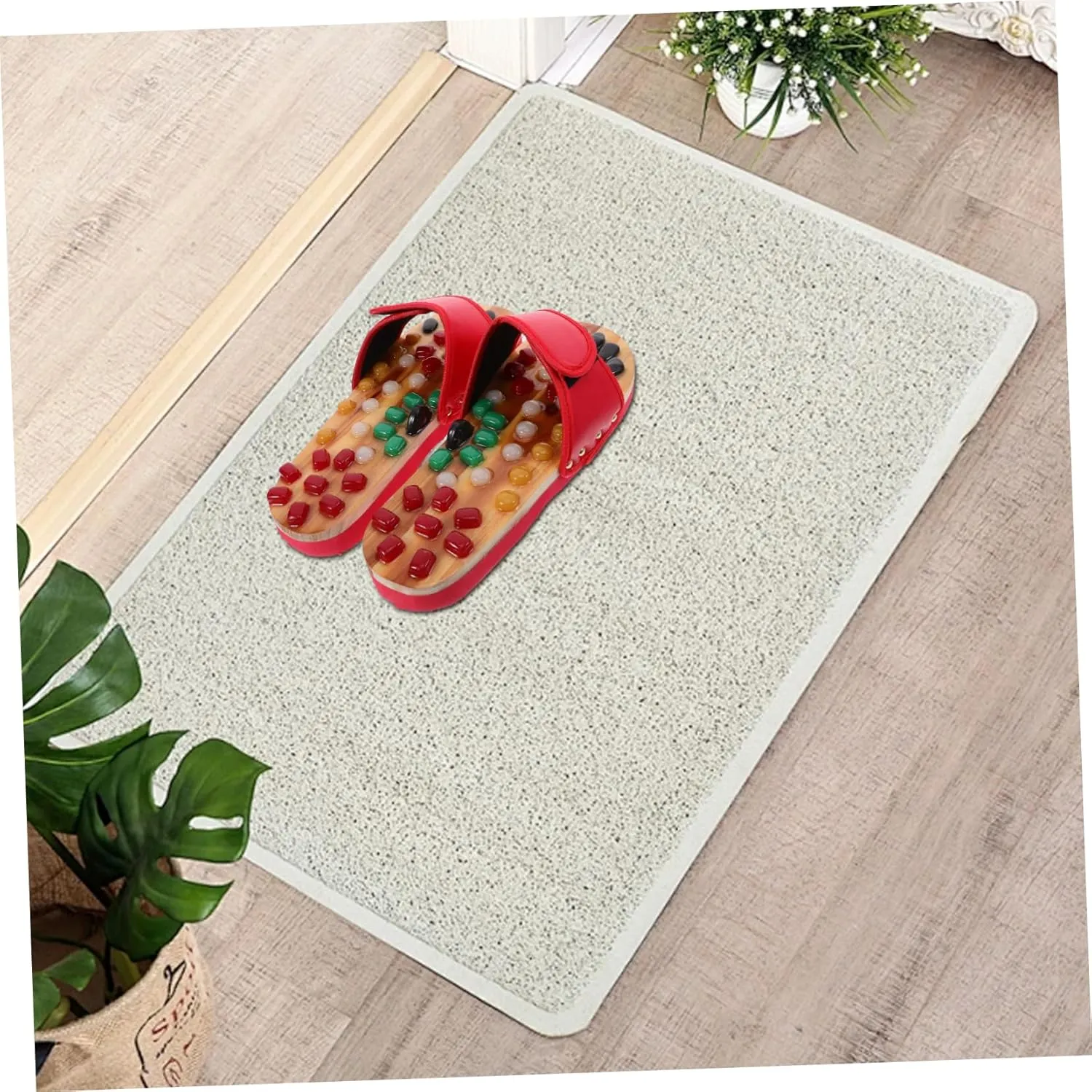 Foot Health Massage Shoes Acupressure Massage Slippers Natural Jade Stones Size 43-44 Red Comfortable
