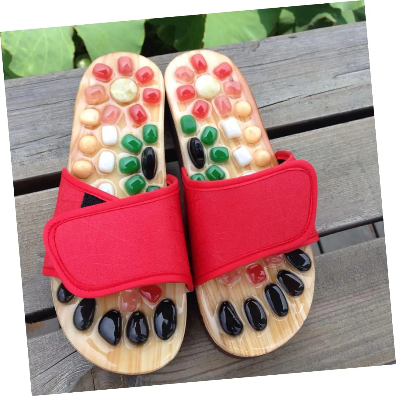 Foot Massager Shoes Acupressure Sandals Natural Jade Health Massage Slippers Size 37-38