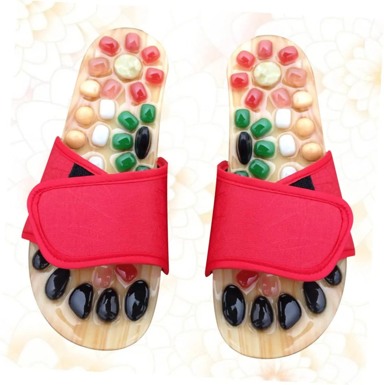 Foot Massager Shoes Acupressure Sandals Natural Jade Health Massage Slippers Size 37-38