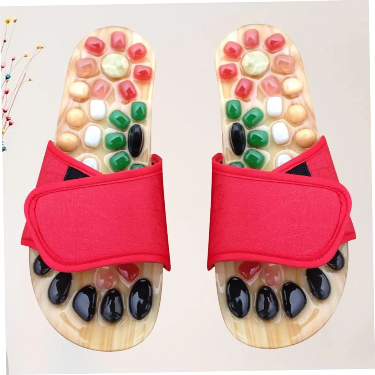 Foot Massager Shoes Acupressure Sandals Natural Jade Health Massage Slippers Size 37-38