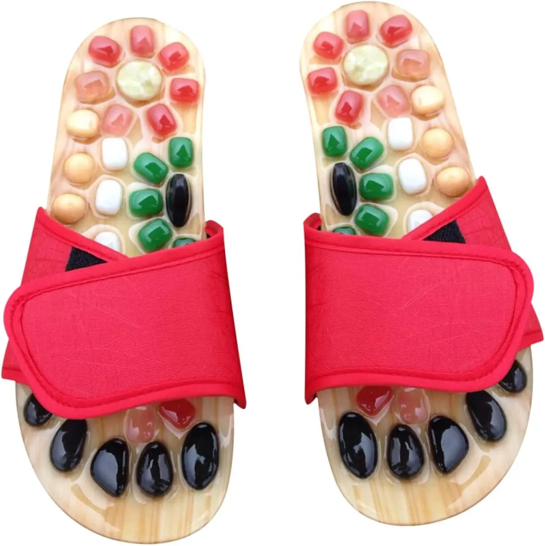 Foot Massager Shoes Acupressure Sandals Natural Jade Health Massage Slippers Size 37-38