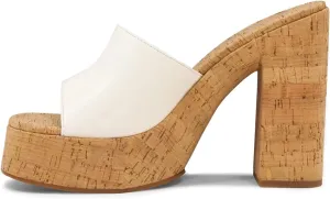 FOWT Cork High Chunky Heel Backless Mules for Women, Platform Open Toe Sandals for Dress, Slip on Block Heels Shoes for Summer Vacation Shopping Casual Jeans Size 4-16 US