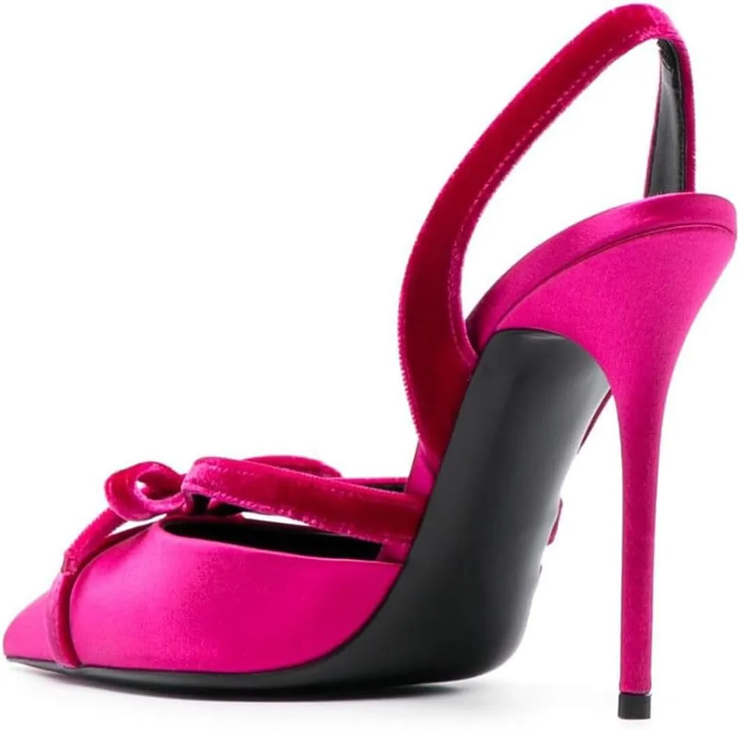 FSJ Women Pointed Toe Stiletto Heels Sandals Bowtie Slip On Slingback Pumps High Heel Wedding Party Shoes Size 4-16 US