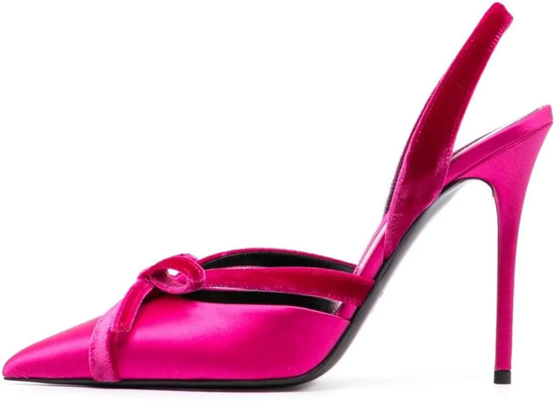 FSJ Women Pointed Toe Stiletto Heels Sandals Bowtie Slip On Slingback Pumps High Heel Wedding Party Shoes Size 4-16 US
