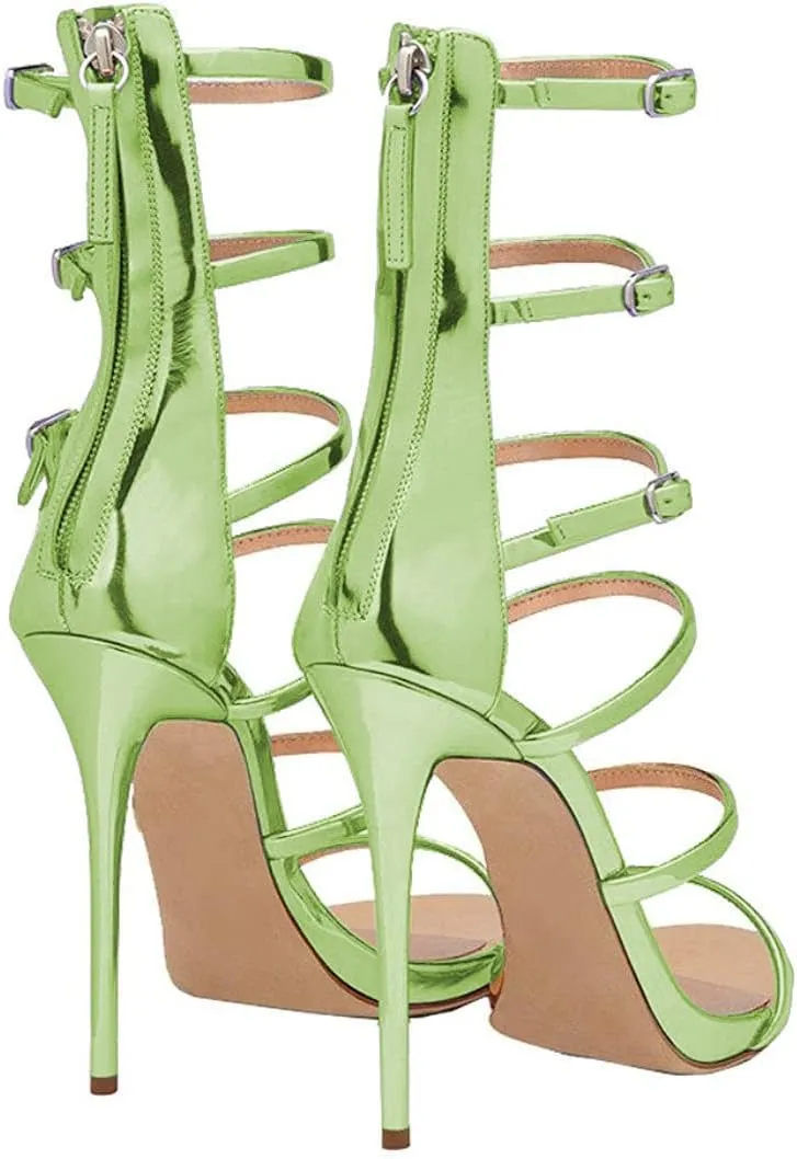FSJ Women Sexy Strappy Gladiator Wedding Sandals High Heel Stiletto Shoes for Summer Prom Party Size 4-15 US