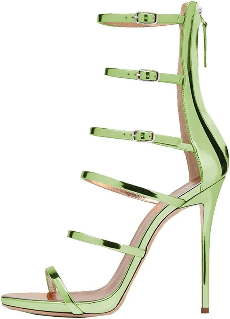 FSJ Women Sexy Strappy Gladiator Wedding Sandals High Heel Stiletto Shoes for Summer Prom Party Size 4-15 US