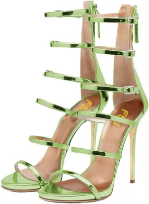 FSJ Women Sexy Strappy Gladiator Wedding Sandals High Heel Stiletto Shoes for Summer Prom Party Size 4-15 US