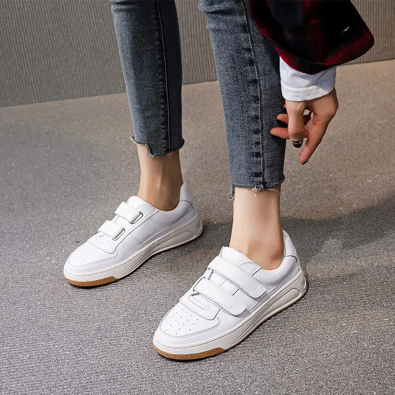 Genuine Leather Round Toe Low-cut Female Student Loafers