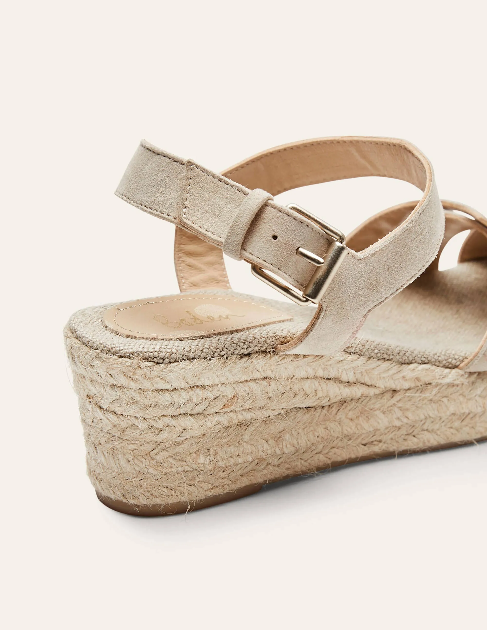 Geometrische Espadrilles mit Keilabsatz-Hellbeige
